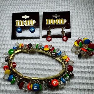 Vintage M&M’s Jewelry Bundle Bracelet Ring Earrings Y2K